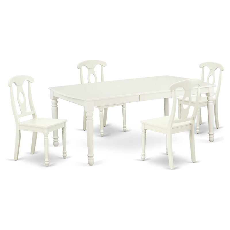 Pemberly Row 5-Piece Wood Dining Set with Panel Back in Linen White