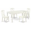 Pemberly Row 5-Piece Wood Dining Set with Panel Back in Linen White