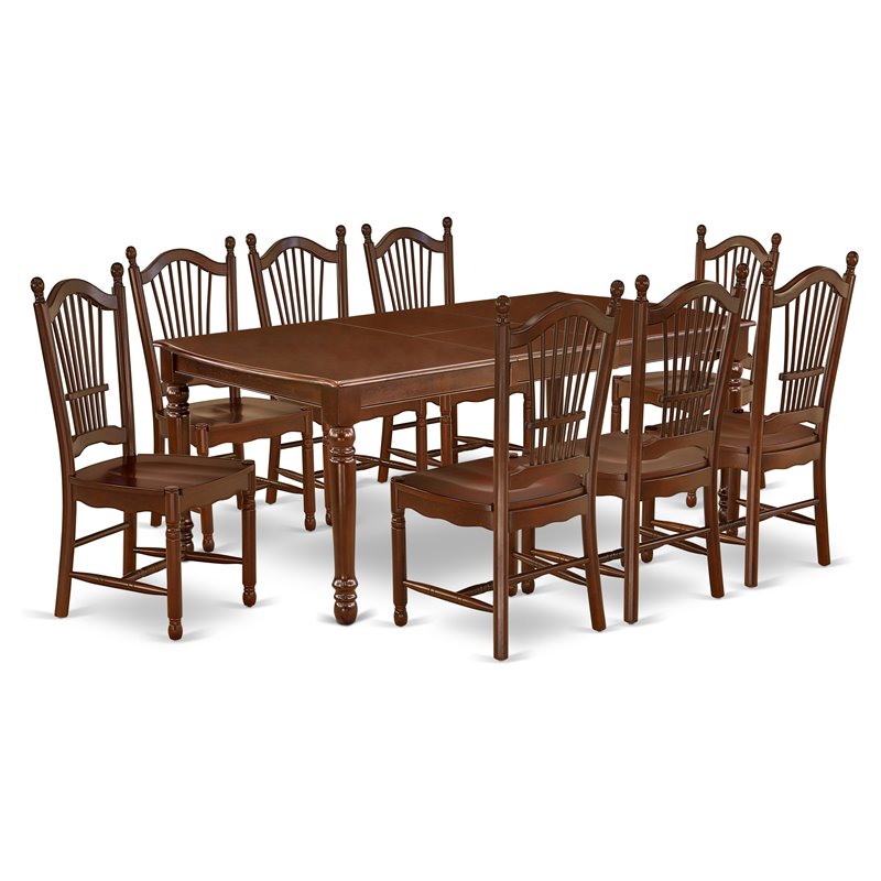 Pemberly Row 9-Piece Mahogany Wood Dining Table Set with Matching Chairs