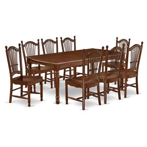 Pemberly Row 9-Piece Mahogany Wood Dining Table Set with Matching Chairs