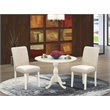 Pemberly Row 3-Piece Wood Dining Set in Linen White and Light Beige