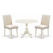Pemberly Row 3-Piece Wood Dining Set in Linen White and Light Beige