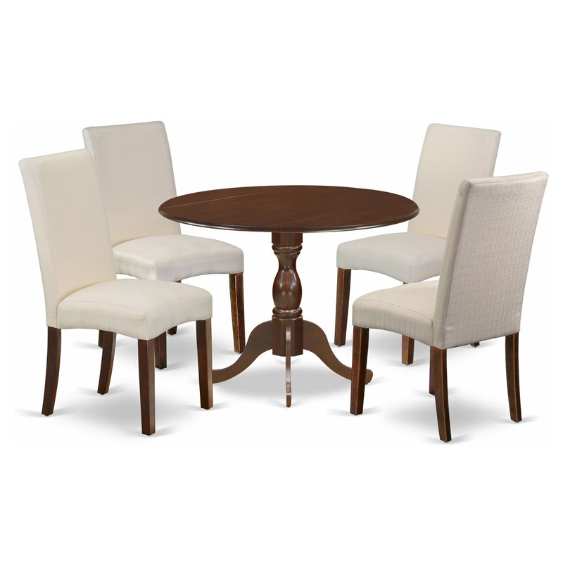 Pemberly Row 5-Piece Wood Dining Set in Mahogany and Cream Finish