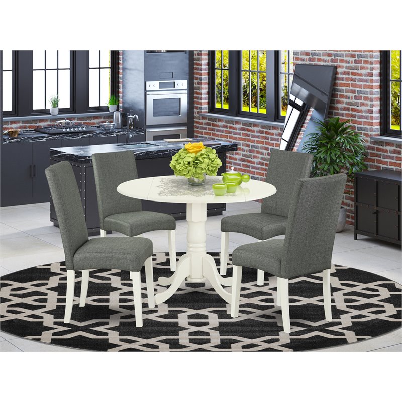 Pemberly Row 5-Piece Rubberwood Dining Set in Linen White and Gray