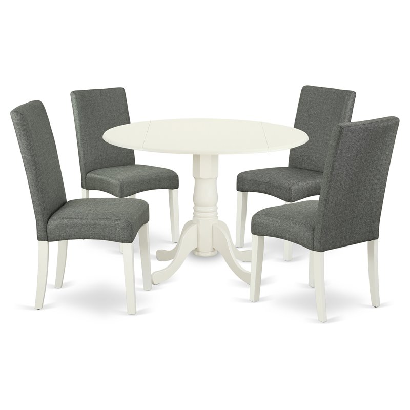 Pemberly Row 5-Piece Rubberwood Dining Set in Linen White and Gray