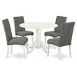 Pemberly Row 5-Piece Rubberwood Dining Set in Linen White and Gray