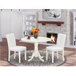 Pemberly Row 3-Piece Wood Dining Set in Linen White and PU Leather