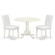 Pemberly Row 3-Piece Wood Dining Set in Linen White and PU Leather