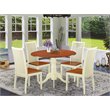 Pemberly Row 5-Piece Dining Set with Round Wood Table in Buttermilk/Cherry