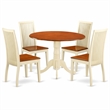 Pemberly Row 5-Piece Dining Set with Round Wood Table in Buttermilk/Cherry
