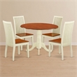 Pemberly Row 5-Piece Dining Set with Round Wood Table in Buttermilk/Cherry