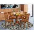 Pemberly Row 5-Piece Wood Dining Table Set in Saddle Brown Finish