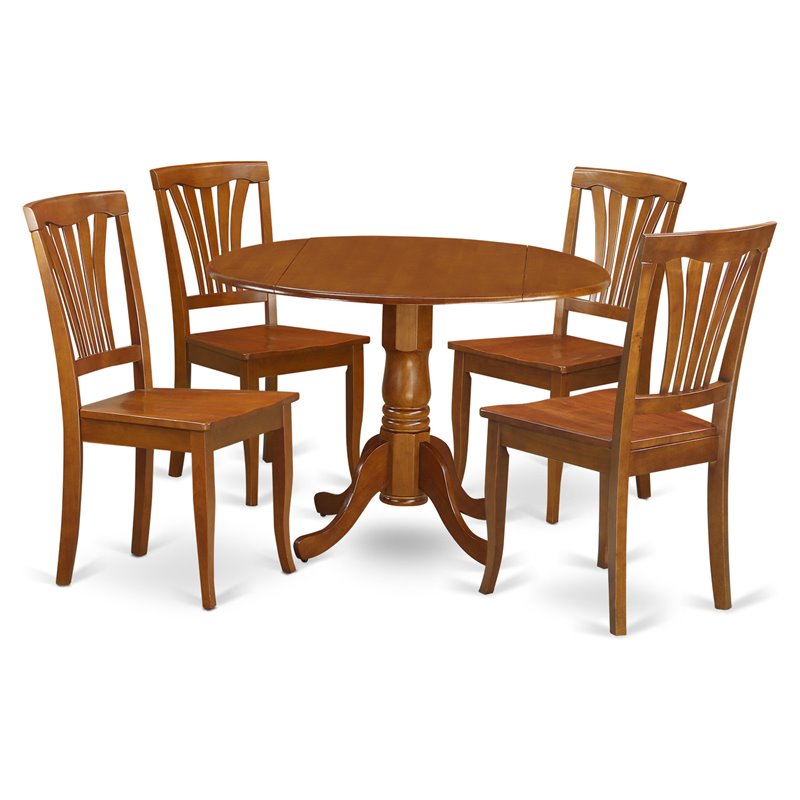 Pemberly Row 5-Piece Wood Dining Table Set in Saddle Brown Finish