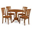 Pemberly Row 5-Piece Wood Dining Table Set in Saddle Brown Finish
