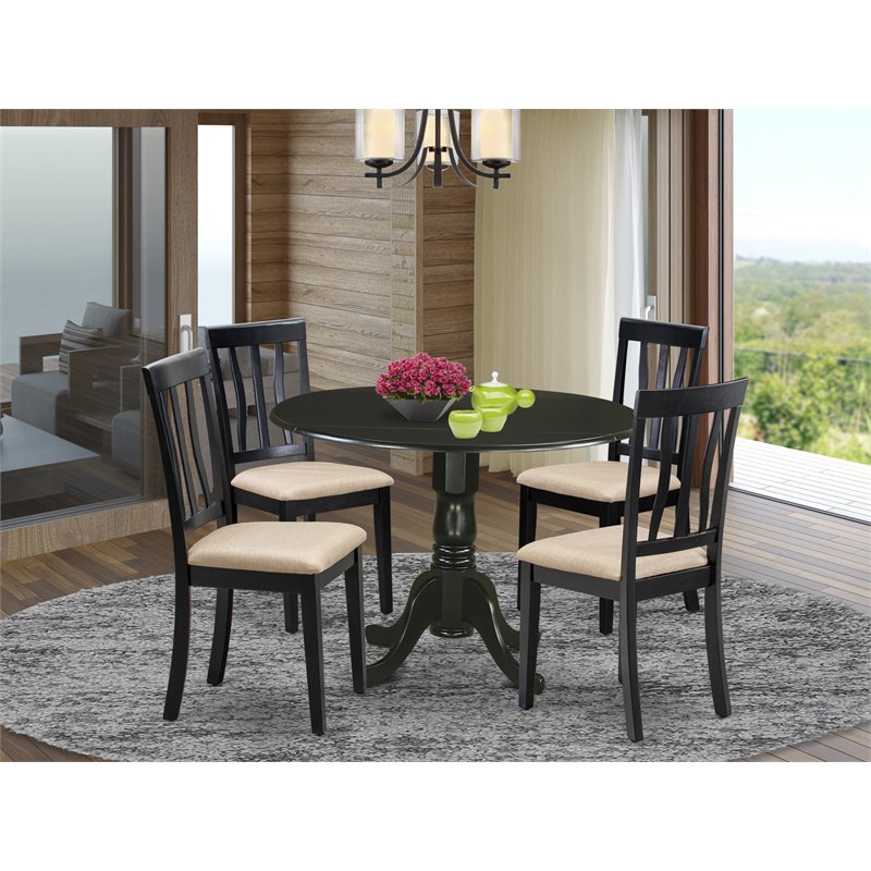 Pemberly Row 5-Piece Traditional Wood Dining Set with Black Finish