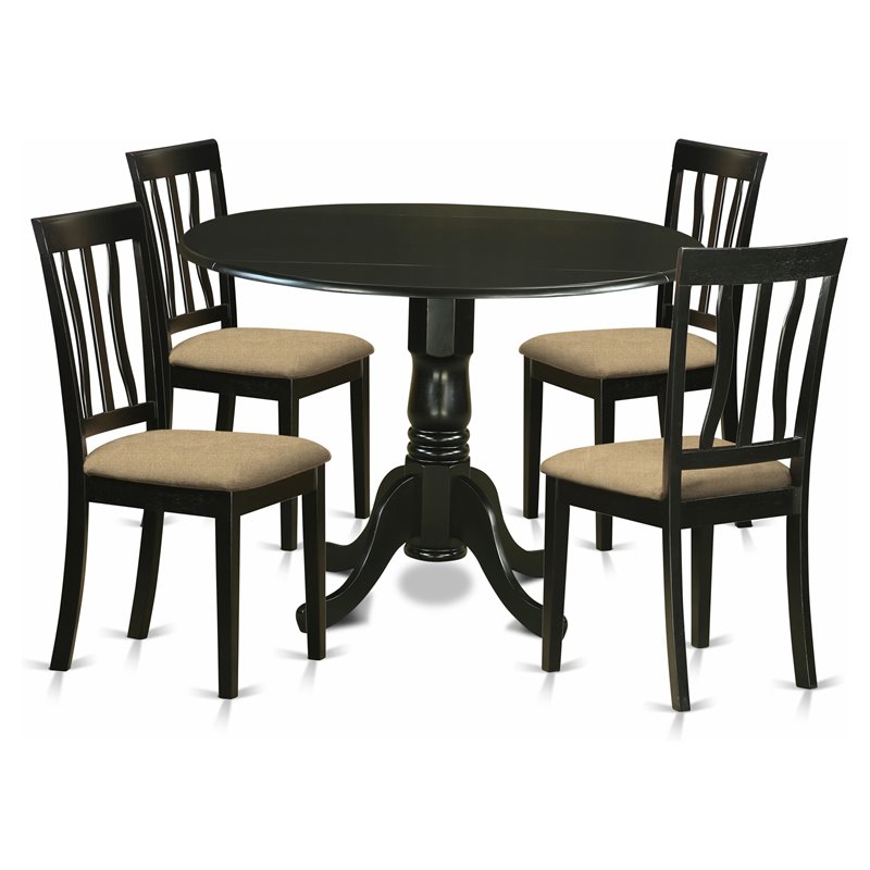 Pemberly Row 5-Piece Traditional Wood Dining Set with Black Finish