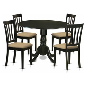 Pemberly Row 5-Piece Traditional Wood Dining Set with Black Finish