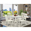 Pemberly Row 5-Piece Dining Table Set in Linen White Finish
