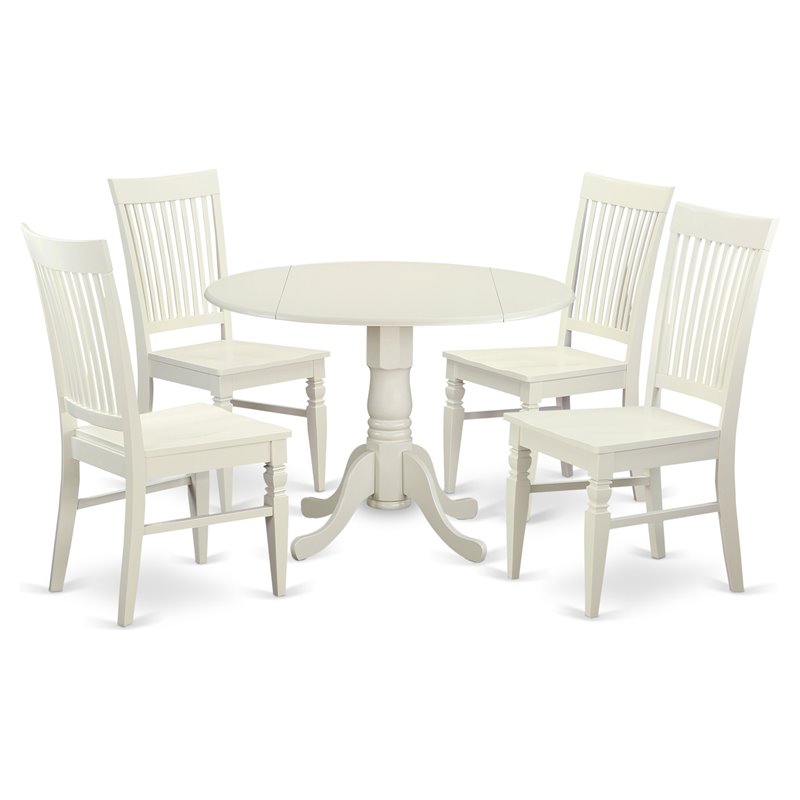 Pemberly Row 5-Piece Dining Table Set in Linen White Finish