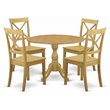 Pemberly Row 5-Piece Wood Dining Set with Drop-Leaf Table in Oak