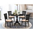 Pemberly Row 5-Piece Wood Dining Set with Linen Fabric Seats in Black