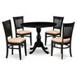 Pemberly Row 5-Piece Wood Dining Set with Linen Fabric Seats in Black