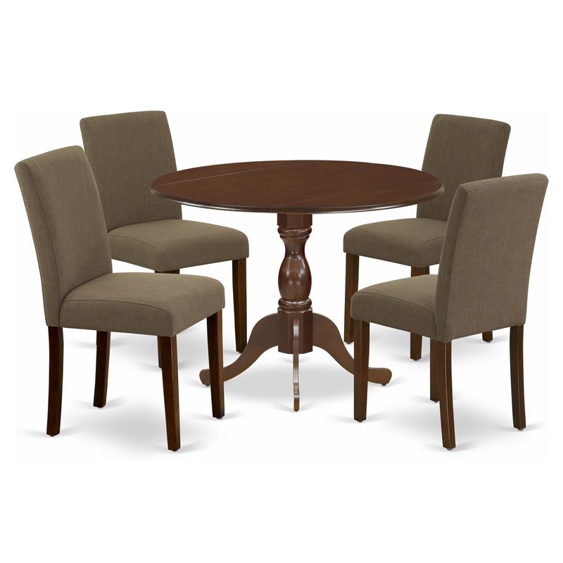 Pemberly Row 5-Piece Wood Dining Set with Mahogany and Coffee Finish