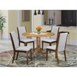 Pemberly Row 5-Piece Wood Dining Set with Round Table in Natural Finish