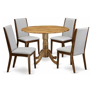 Pemberly Row 5-Piece Wood Dining Set with Round Table in Natural Finish