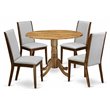 Pemberly Row 5-Piece Wood Dining Set with Round Table in Natural Finish