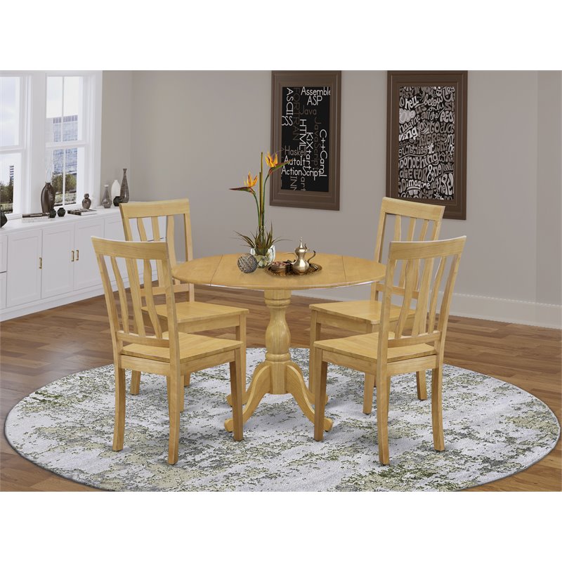 Pemberly Row 5-Piece Traditional Wood Dining Room Set in Oak Finish