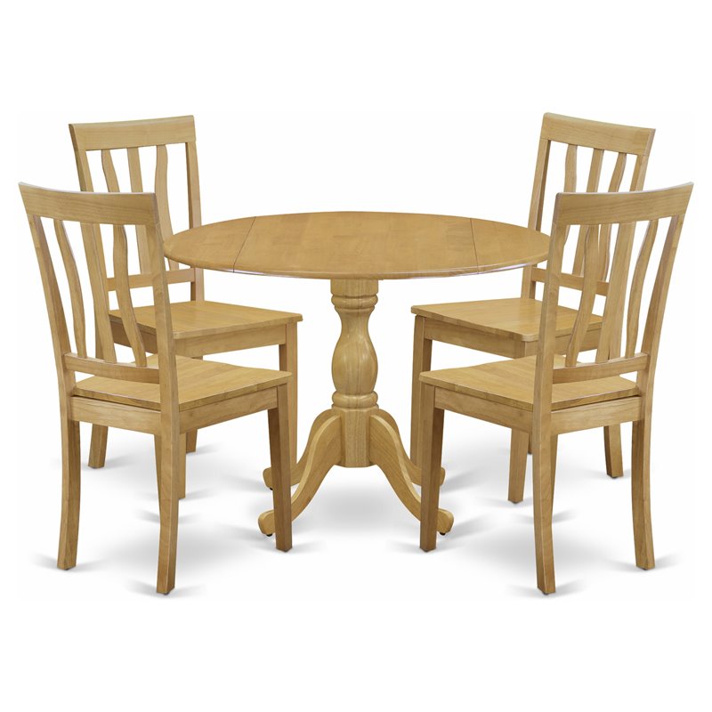 Pemberly Row 5-Piece Traditional Wood Dining Room Set in Oak Finish