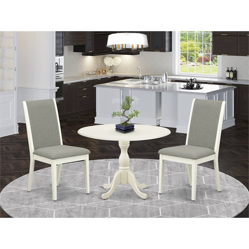 Pemberly Row 3-Piece Wood Dining Set in Linen White and Shitake Finish