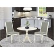 Pemberly Row 3-Piece Wood Dining Set in Linen White and Shitake Finish