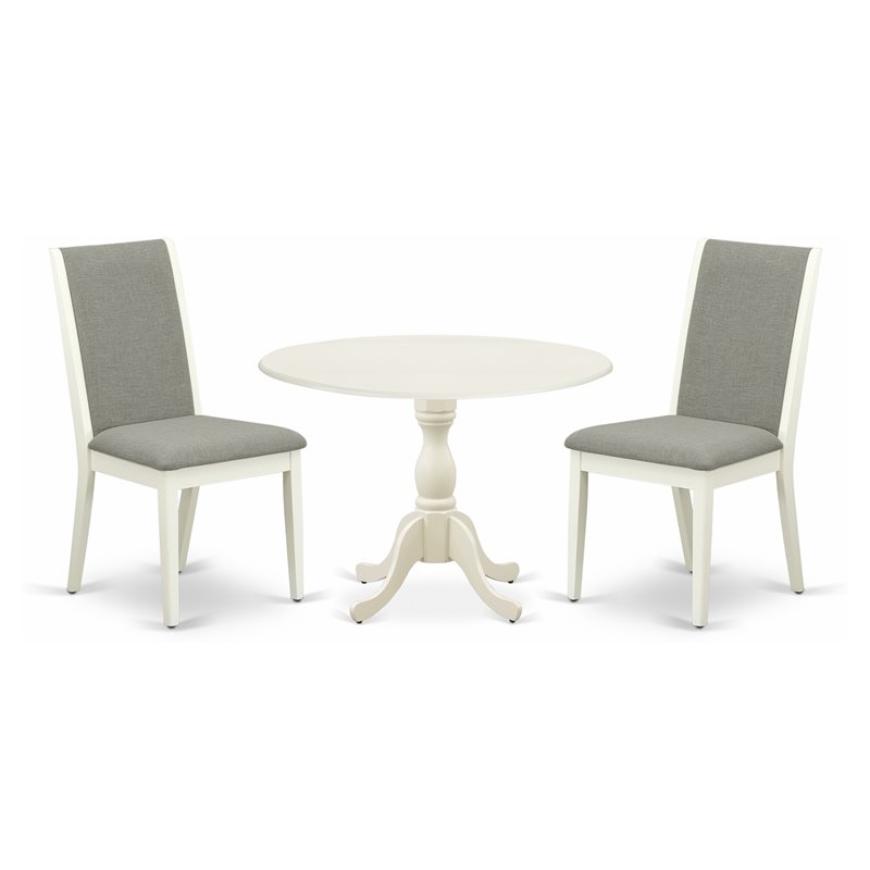 Pemberly Row 3-Piece Wood Dining Set in Linen White and Shitake Finish