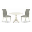 Pemberly Row 3-Piece Wood Dining Set in Linen White and Shitake Finish