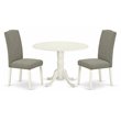 Pemberly Row 3-Piece Wood Dining Set in Linen White and Dark Shitake