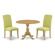 Pemberly Row 3-Piece Wood Dining Set with Drop Leaf Table in Oak
