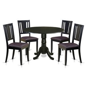 Pemberly Row 5-Piece Wood Dining Table Set with Pedestal Base in Black