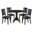 Pemberly Row 5-Piece Wood Dining Table Set with Pedestal Base in Black