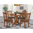 Pemberly Row 5-Piece Saddle Brown Dining Room Set with Ladder-Back Chairs