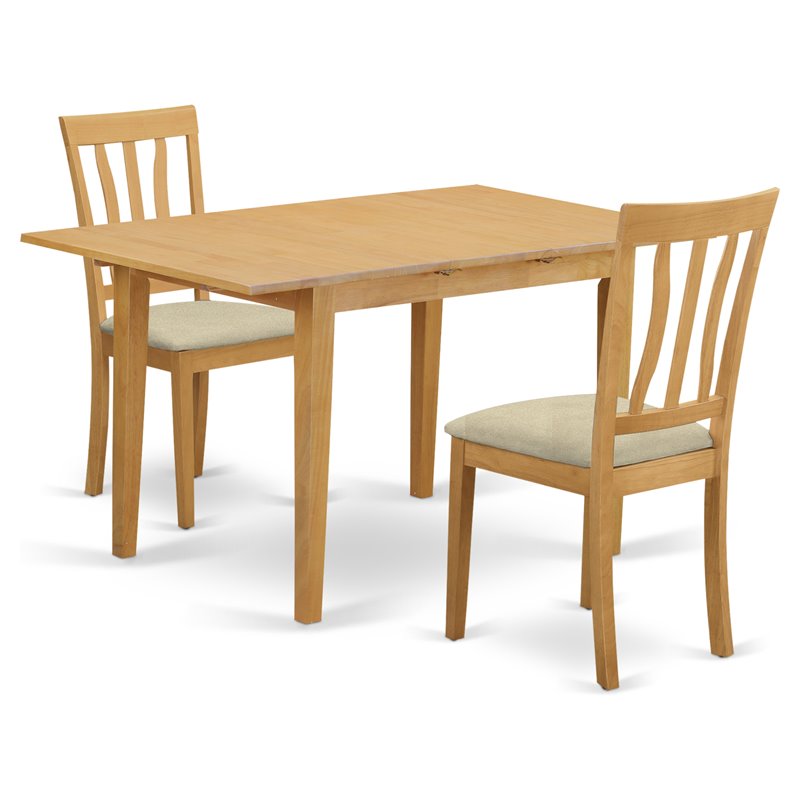 Pemberly Row 3-Piece Traditional Wood Dining Set in Oak