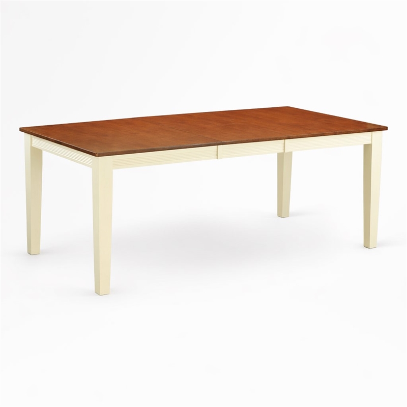 Pemberly Row Rectangular Wood Dining Table in Cream and Cherry