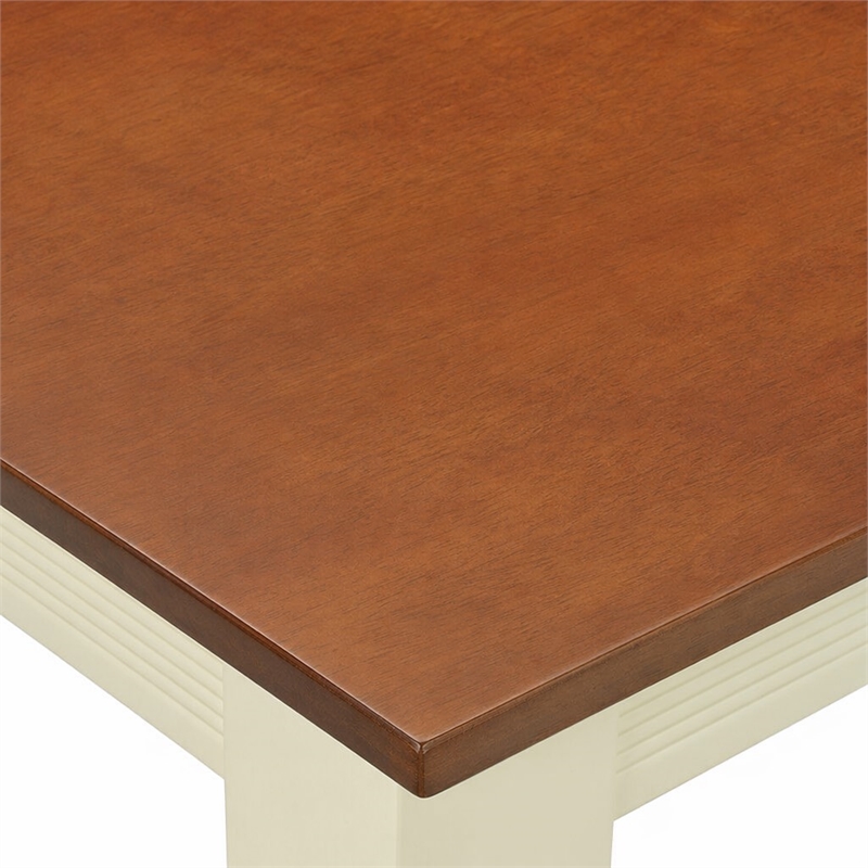 Pemberly Row Rectangular Wood Dining Table in Cream and Cherry