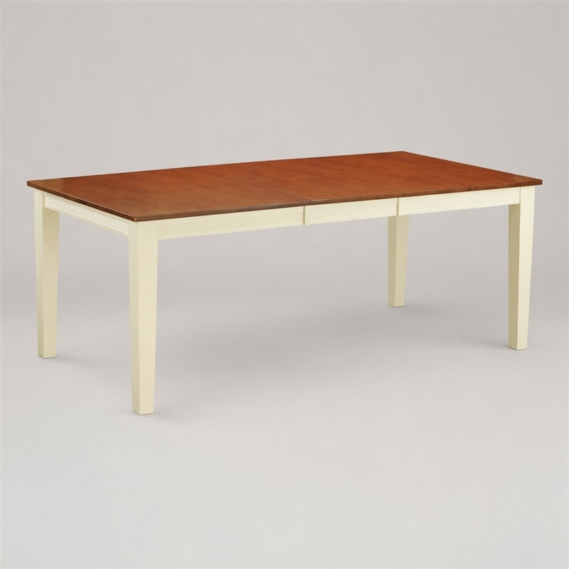 Pemberly Row Rectangular Wood Dining Table in Cream and Cherry