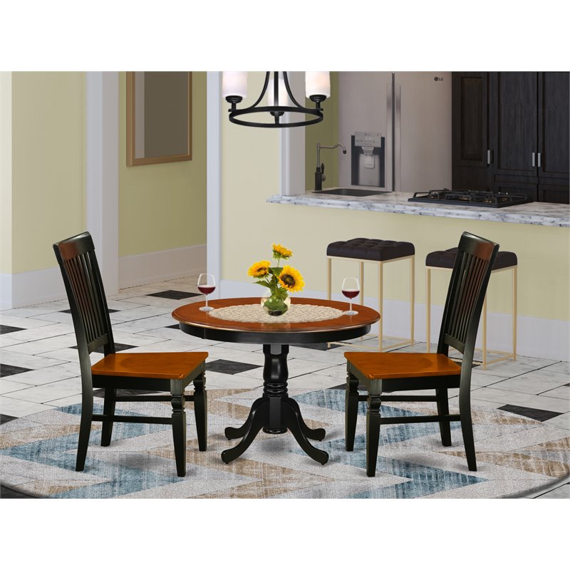 Pemberly Row 3-Piece Hartland Dining Table Set Wood Black Cherry Finish
