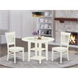 Pemberly Row 3-Piece Wood Dining Table Set in Linen White Finish