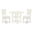 Pemberly Row 3-Piece Wood Dining Table Set in Linen White Finish