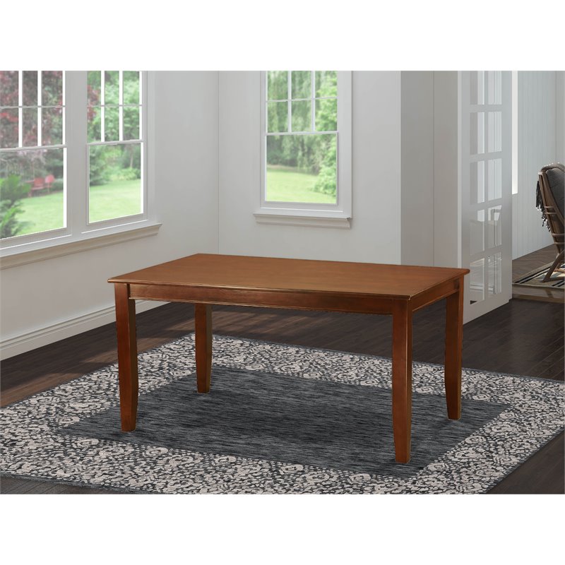 Pemberly Row Rubber Wood Dining Table in Mahogany Finish