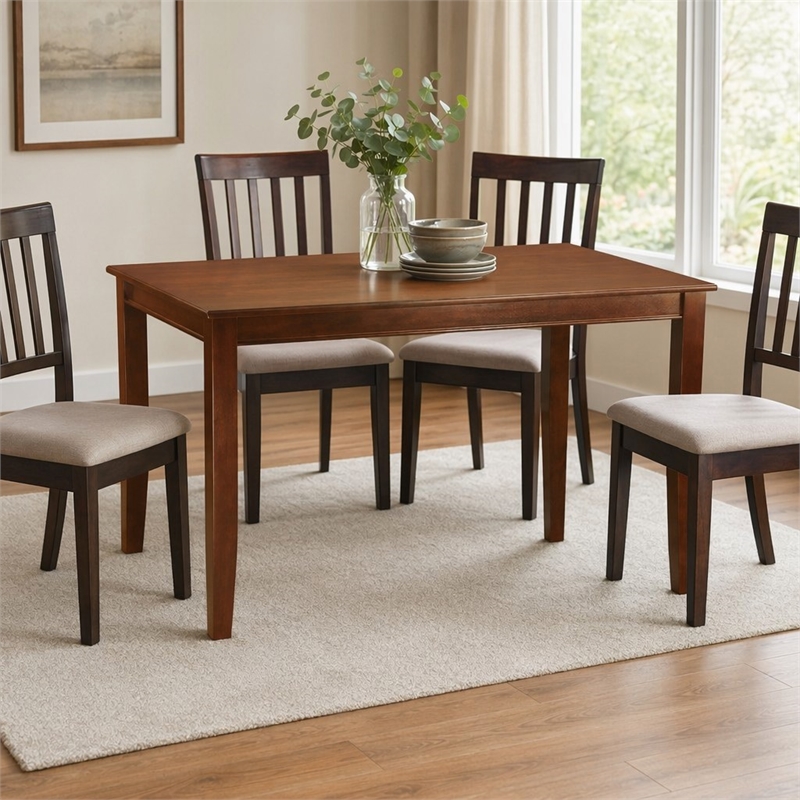 Pemberly Row Rubber Wood Dining Table in Mahogany Finish